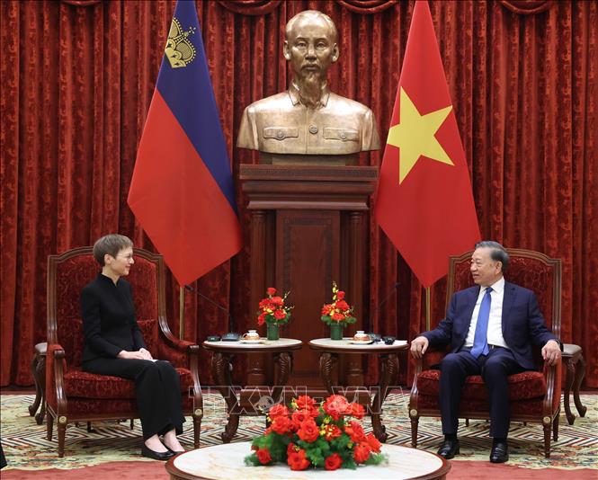 Tổng Bí thư, Chủ tịch nước Tô Lâm tiếp Thủ tướng Công quốc Liechtenstein Brigitte Haas. Ảnh: Thống Nhất – TTXVN