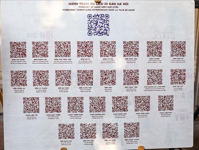 28 mã QR là các hành trình kết nối 28 điểm di tích, cung cấp thông tin song ngữ về lịch sử, kiến trúc, tín ngưỡng, lễ hội và nghề truyền thống. Ảnh: Khánh Hoà - TTXVN