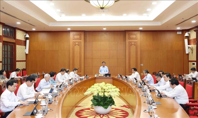 Thường trực Ban Bí thư Trần Cẩm Tú làm việc với Học viện Chính trị quốc gia Hồ Chí Minh. Ảnh: Phương Hoa - TTXVN