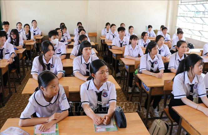 Ngành Giáo dục tỉnh Đồng Tháp luôn xác định lấy chất lượng và sự tiến bộ của người học làm trung tâm. Ảnh: Hữu Chí - TTXVN