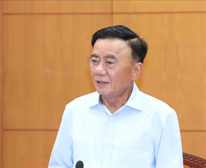Thường trực Ban Bí thư Trần Cẩm Tú phát biểu chỉ đạo buổi làm việc. Ảnh: Phương Hoa - TTXVN