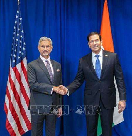 Bộ trưởng Ngoại giao Ấn Độ S. Jaishankar (trái) trong cuộc gặp Ngoại trưởng Mỹ Marco Rubio bên lề Tuần lễ cấp cao khóa 81 Đại hội đồng Liên hợp quốc ở New York ngày 23/9/2026. Ảnh: ANI/TTXVN phát
