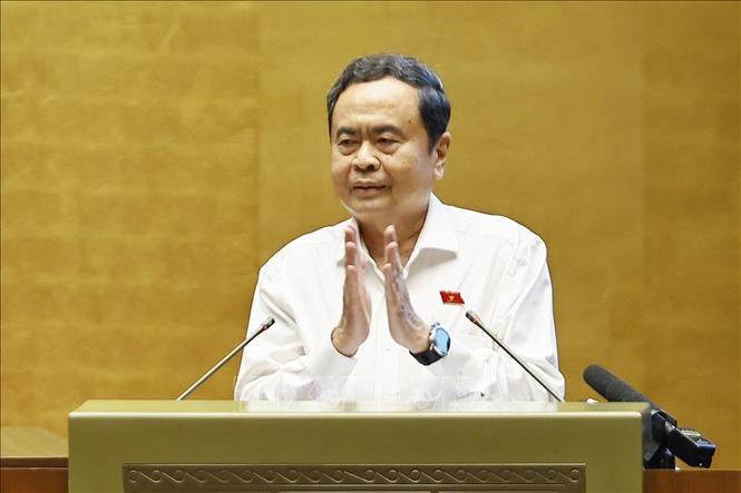 Chủ tịch Quốc hội Trần Thanh Mẫn phát biểu. Ảnh: Doãn Tấn – TTXVN