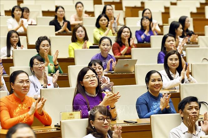 Các nữ đại biểu Quốc hội khoá XVI dự gặp mặt. Ảnh: Doãn Tấn – TTXVN