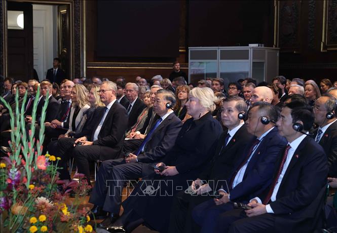 Các đại biểu tham dự cuộc phát biểu chính sách tại Đại học Copenhagen của Tổng Bí thư, Chủ tịch nước Tô Lâm. Ảnh: Thống Nhất – TTXVN