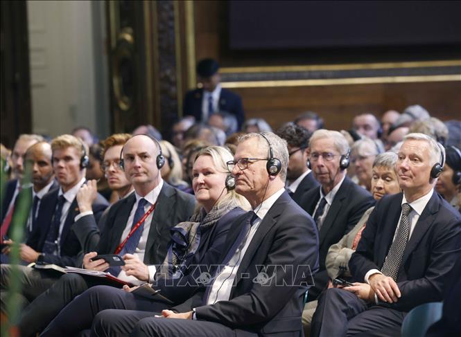 Các đại biểu tham dự cuộc phát biểu chính sách tại Đại học Copenhagen của Tổng Bí thư, Chủ tịch nước Tô Lâm. Ảnh: Thống Nhất – TTXVN