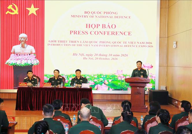 Họp báo giới thiệu Triển lãm Quốc phòng Quốc tế Việt Nam 2026. Ảnh: Trọng Đức - TTXVN