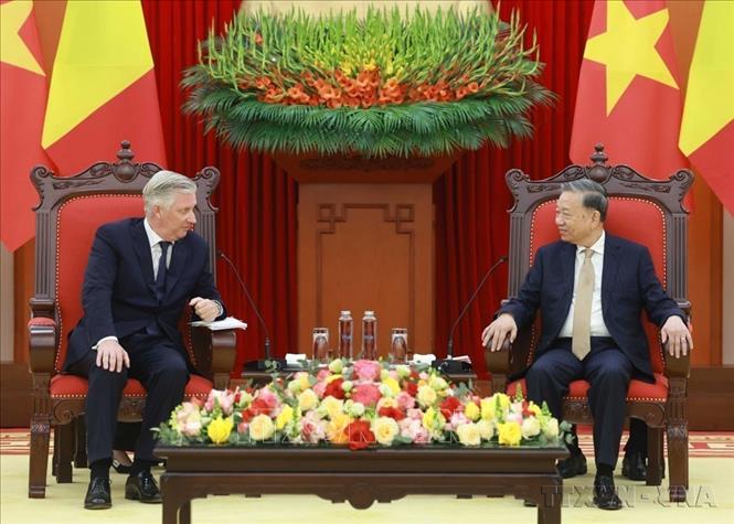 Chiều 1/4/2025, tại Trụ sở Trung ương Đảng, Tổng Bí thư Tô Lâm hội kiến Nhà Vua Vương quốc Bỉ Philippe thăm cấp Nhà nước đến Việt Nam. Ảnh: Thống Nhất – TTXVN