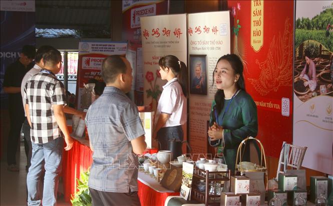 Đại biểu tham quan gian hàng tại triển lãm. Ảnh: Văn Tý - TTXVN