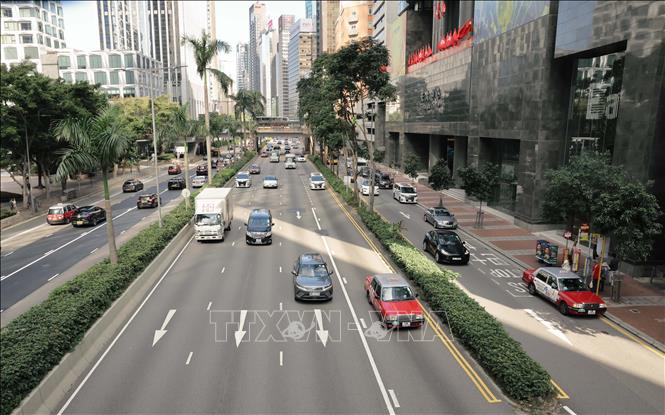 Một góc phố bên ngoài khu vực diễn ra Hội nghị. Ảnh: Xuân Vịnh - Phóng viên TTXVN tại Hong Kong (Trung Quốc)


