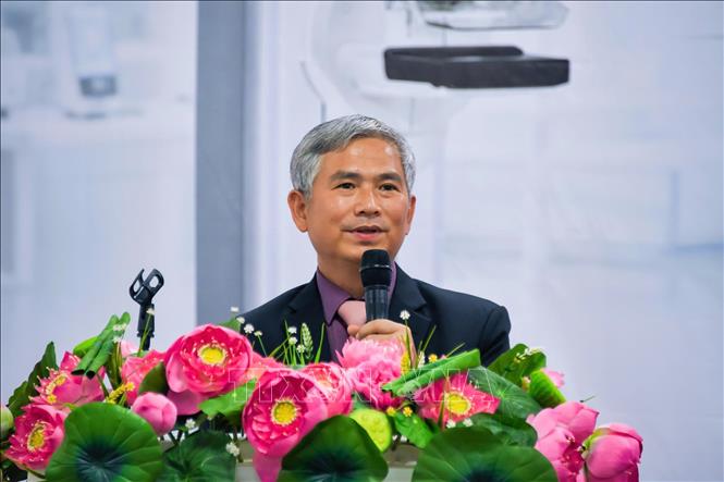 Tiến sĩ, Bác sĩ Trần Chí Cường, Giám đốc Bệnh viện Đa khoa Quốc tế S.I.S Cần Thơ, phát biểu tại sự kiện. Ảnh: Ánh Tuyết - TTXVN