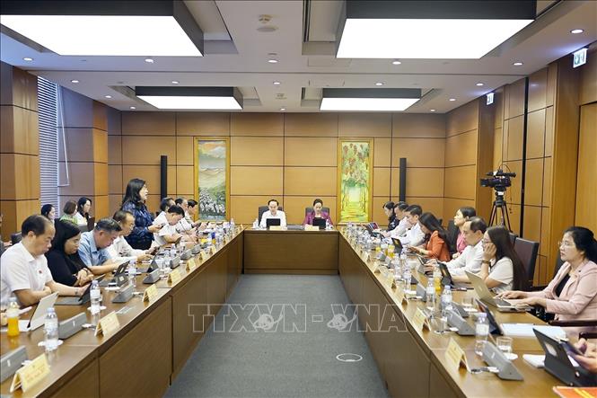 Đoàn đại biểu Quốc hội các tỉnh Khánh Hoà, Thái Nguyên và Quảng Ngãi thảo luận ở tổ. Ảnh: Doãn Tấn - TTXVN