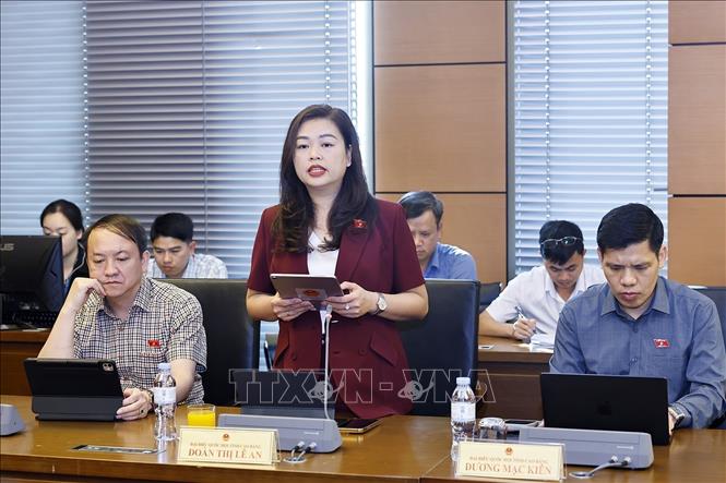 Đại biểu Quốc hội tỉnh Cao Bằng Đoàn Thị Lê An phát biểu. Ảnh: Doãn Tấn - TTXVN