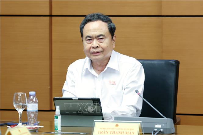Chủ tịch Quốc hội Trần Thanh Mẫn, đại biểu Quốc hội Thành phố Hồ Chí Minh phát biểu. Ảnh: Doãn Tấn - TTXVN