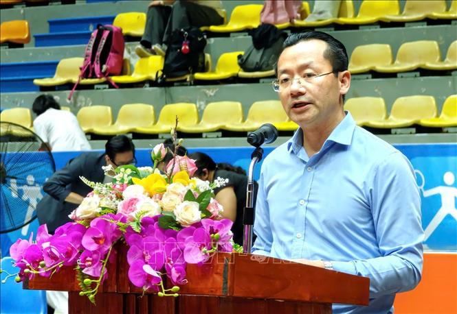 Phó Giám đốc Sở Văn hóa, Thể thao và Du lịch thành phố Hà Nội Phạm Xuân Tài, Trưởng Ban tổ chức phát biểu. Ảnh: Nam Sương - TTXVN