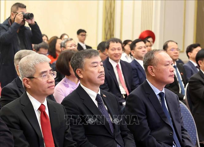 Các đại biểu tham dự cuộc gặp gỡ Tổng Bí thư, Chủ tịch nước Tô Lâm và Phu nhân Ngô Phương Ly. Ảnh: Thống Nhất – TTXVN