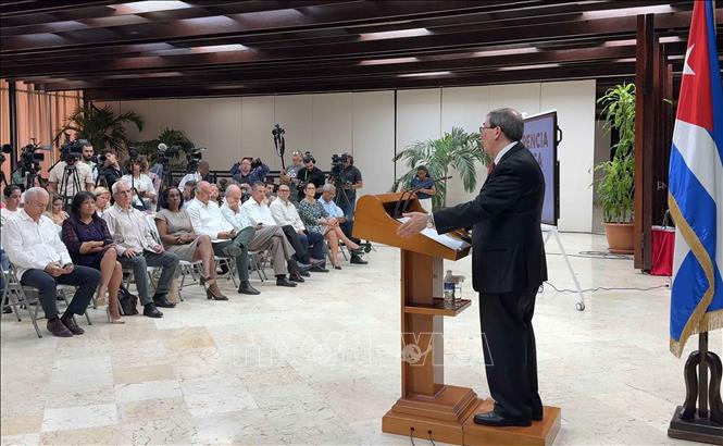 Toàn cảnh cuộc họp báo. Ảnh: Việt Hùng-P/V TTXVN tại Cuba
