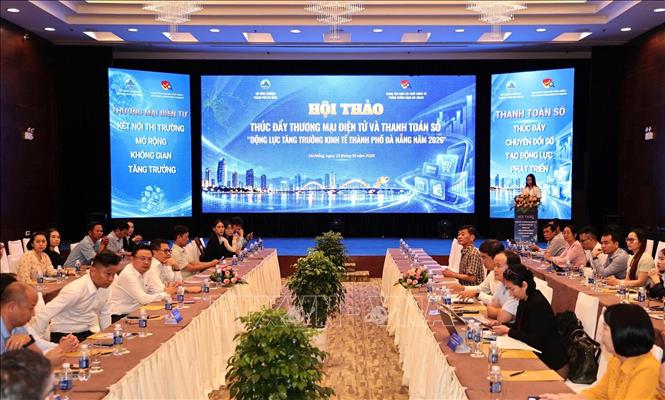 Quan cảnh Hội thảo Thúc đẩy thương mại điện tử và thanh toán số năm 2026. Ảnh: Trần Lê Lâm - TTXVN 