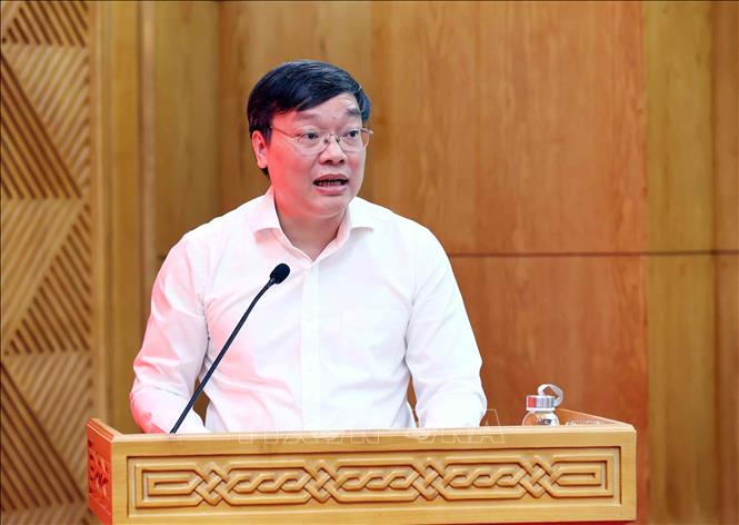 Đồng chí Trương Hải Long, Phó Bí thư Thường trực Đảng ủy, Thứ trưởng Bộ Nội vụ phát biểu. Ảnh: An Đăng - TTXVN