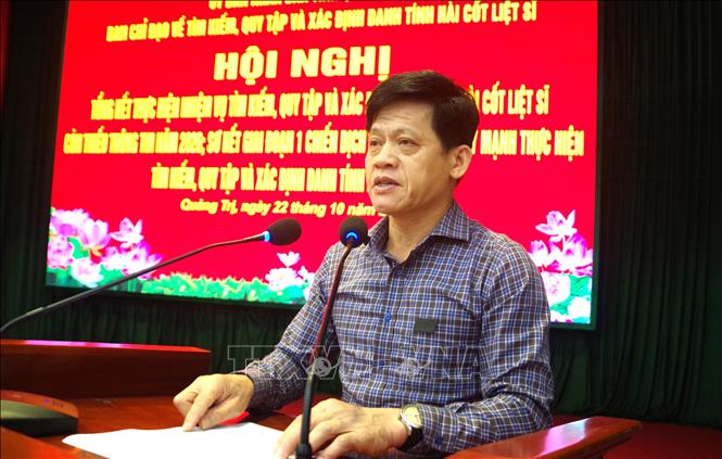 Phó Chủ tịch UBND tỉnh, Trưởng Ban Chỉ đạo tỉnh Quảng Trị Lê Văn Bảo phát biểu khai mạc Hội nghị. Ảnh: Võ Dung - TTXVN