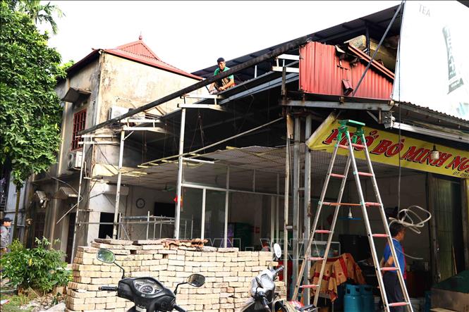 Khu vực cưỡng chế thi hành án dân sự tại phường Xuân Hòa, tỉnh Phú Thọ. Ảnh: Hoàng Hùng - TTXVN