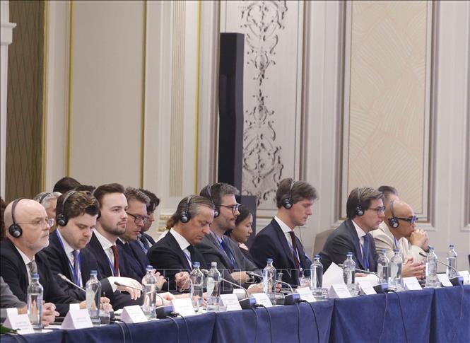 Lãnh đạo doanh nghiệp tiêu biểu châu Âu và Bỉ tham dự tọa đàm với Tổng Bí thư, Chủ tịch nước Tô Lâm. Ảnh: Thống Nhất – TTXVN