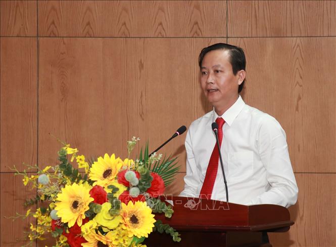 Phó Giám đốc Sở Xây dựng tỉnh Cà Mau Lê Hồng Thịnh phát biểu tại Hội nghị. Ảnh: Huỳnh Anh - TTXVN