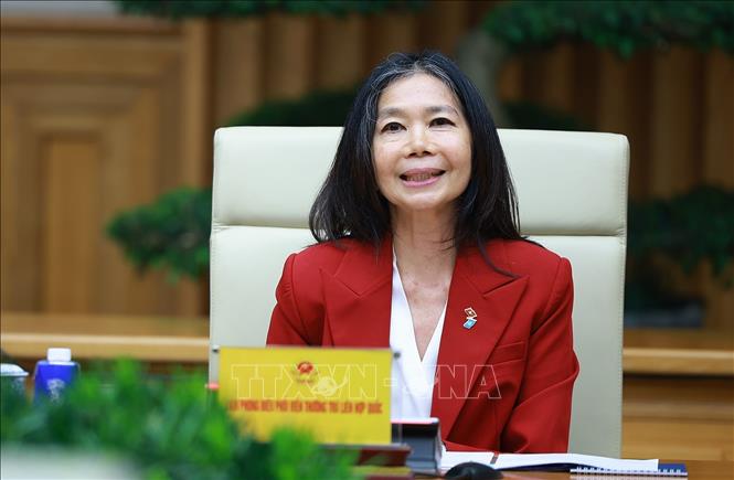 Bà Pauline Tamesis, Điều phối viên Thường trú Liên hợp quốc tại Việt Nam phát biểu. Ảnh: Dương Giang – TTXVN
