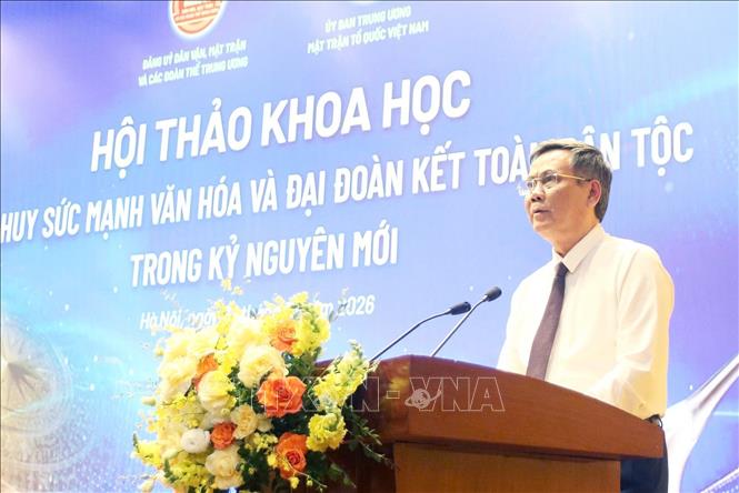 Đồng chí Trần Thắng, Phó Chủ tịch Ủy ban Trung ương Mặt trận Tổ quốc Việt Nam phát biểu. Ảnh: Minh Đức – TTXVN