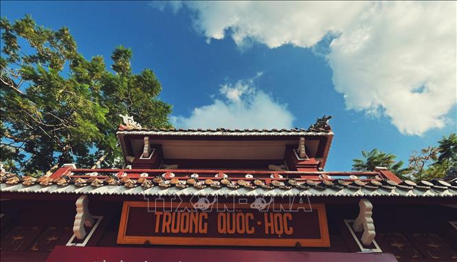 Cổng trường THPT chuyên Quốc Học Huế. Ảnh: Văn Dũng-TTXVN
