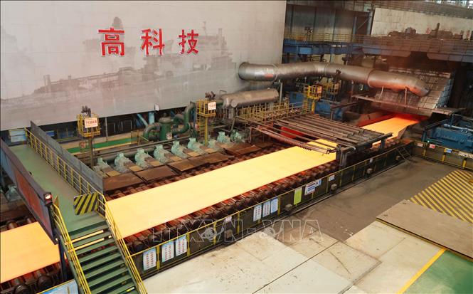 Xưởng sản xuất thép ứng dụng công nghệ AI tại Tập đoàn Sắt thép Nam Kinh (Trung Quốc). Ảnh: Công Tuyên-PV TTXVN tại Trung Quốc