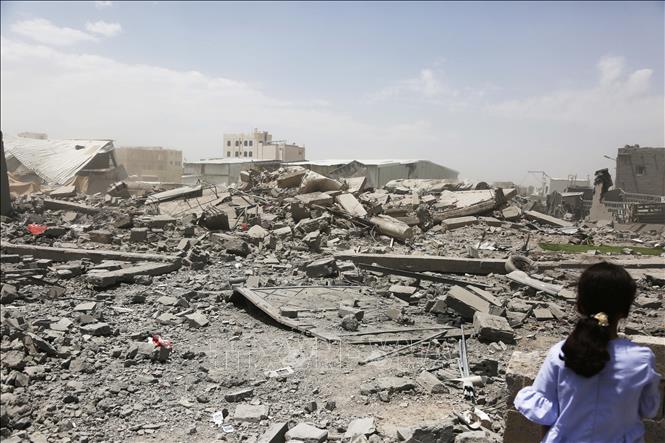 (Tư liệu) Cảnh tàn phá do xung đột tại Sanaa, Yemen. Ảnh: THX/TTXVN phát