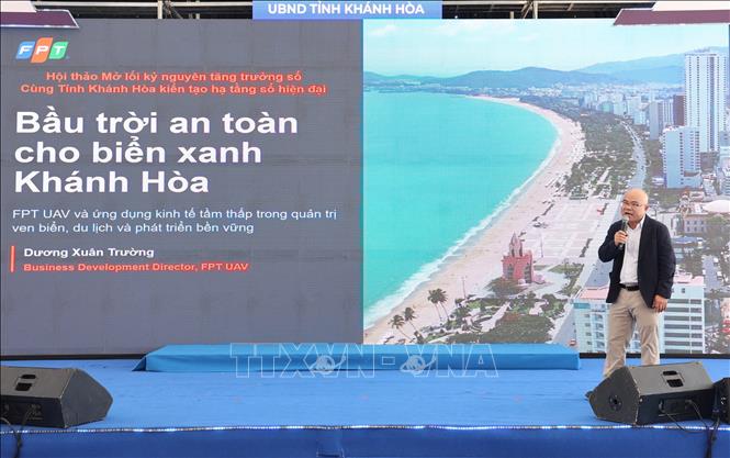 Ông Trần Trung Thành, Giám đốc FPT IS TP Hồ Chí Minh, Tập đoàn FPT, chia sẻ về yêu cầu xây dựng hạ tầng số hiện đại, an toàn và linh hoạt phục vụ phát triển kinh tế số. Ảnh Đặng Tuấn -TTXVN 