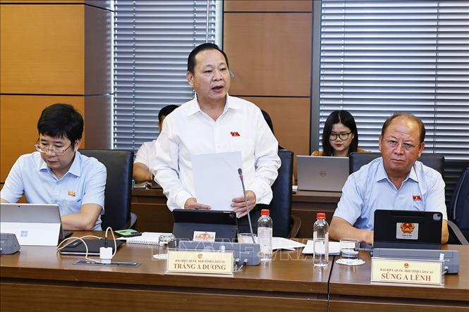 Đại biểu Quốc hội tỉnh Lào Cai Tráng A Dương phát biểu. Ảnh: Doãn Tấn - TTXVN