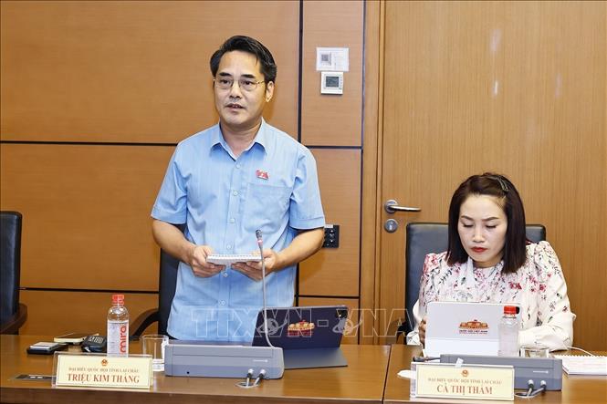 Đại biểu Quốc hội tỉnh Lai Châu Triệu Kim Thắng phát biểu. Ảnh: Doãn Tấn - TTXVN