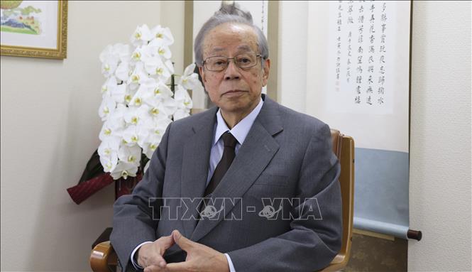 (Tư liệu) Cựu Thủ tướng Nhật Bản Yasuo Fukuda trả lời phỏng vấn báo chí tại Tokyo, Nhật Bản ngày 25/11/2022. Ảnh: THX/TTXVN phát