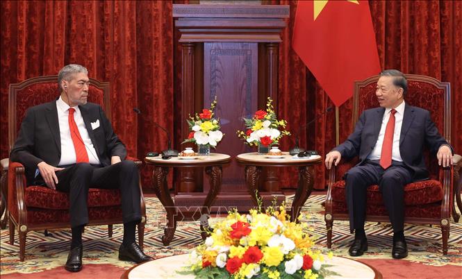 Tổng Bí thư, Chủ tịch nước Tô Lâm tiếp đồng chí Miguel Mejia, Tổng Bí thư Đảng Phong trào Cánh tả Thống nhất (MIU) Cộng hòa Dominica. Ảnh: Thống Nhất – TTXVN