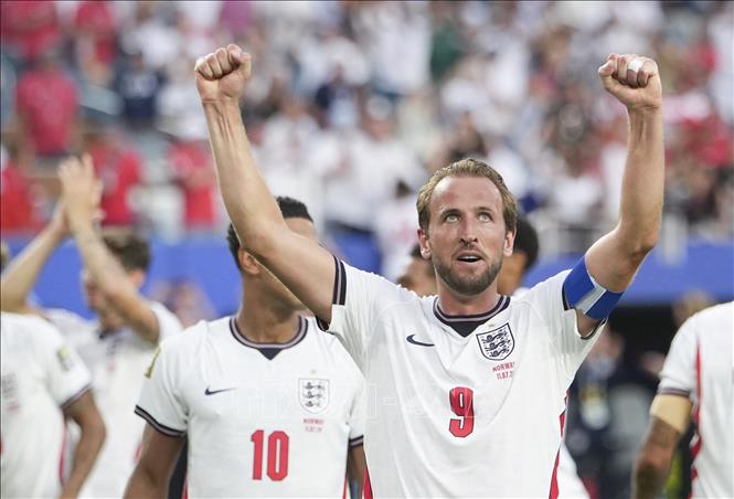 Đội trưởng tuyển Anh Harry Kane ăn mừng sau khi đội nhà giành chiến thắng trong trận tứ kết gặp Na Uy tại World Cup 2026, diễn ra trên sân vận động Miami, Mỹ, ngày 11/7/2026. Ảnh: THX/TTXVN phát