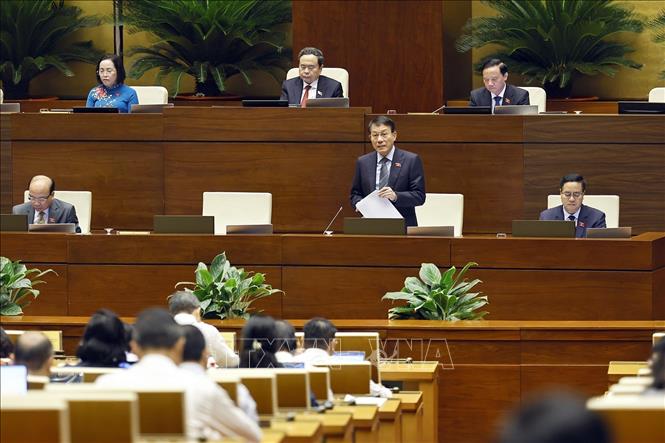 Bộ trưởng Bộ Công an Lương Tam Quang phát biểu giải trình, làm rõ một số vấn đề đại biểu Quốc hội nêu. Ảnh: Doãn Tấn – TTXVN