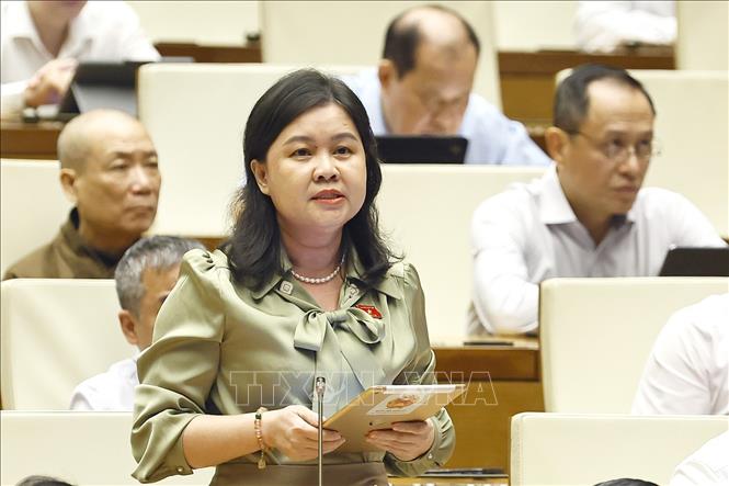 Đại biểu Quốc hội TP Hà Nội Nguyễn Phương Thuỷ phát biểu. Ảnh: Doãn Tấn - TTXVN