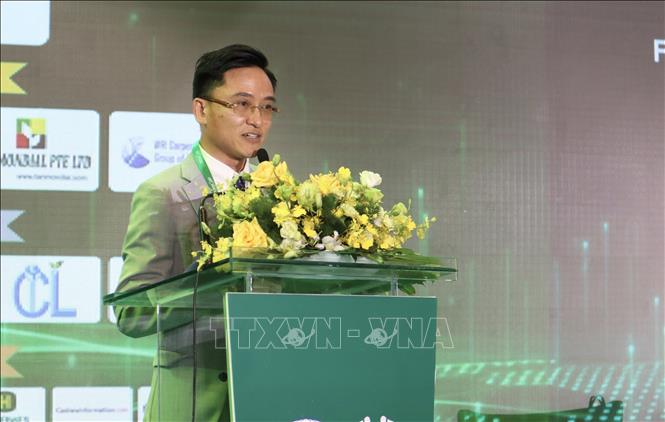 Ông Phùng Văn Sâm, Chủ tịch Hội đồng quản trị kiêm Tổng Giám đốc Công ty Cổ phần Tập đoàn Hanfimex Việt Nam phát biểu tại hội thảo. Ảnh: Xuân Anh -TTXVN