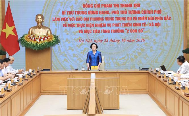 Phó Thủ tướng Phạm Thị Thanh Trà phát biểu tại buổi làm việc. Ảnh: An Đăng - TTXVN