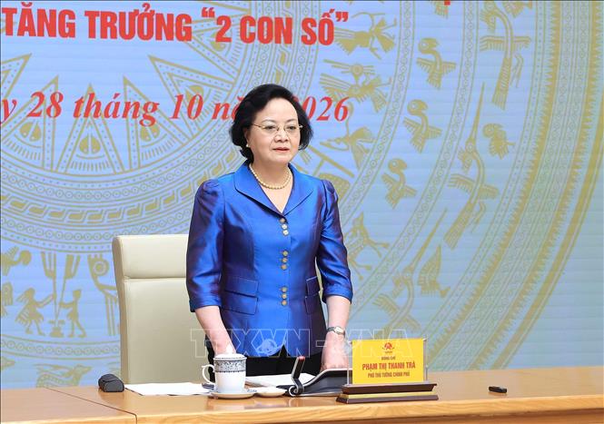 Phó Thủ tướng Phạm Thị Thanh Trà phát biểu tại buổi làm việc. Ảnh: An Đăng - TTXVN