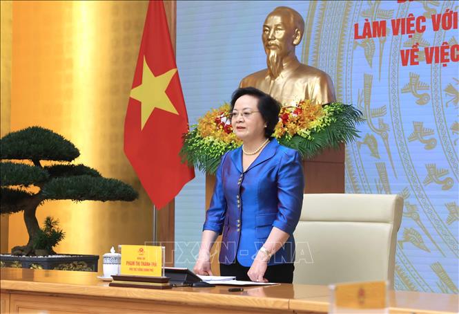 Phó Thủ tướng Phạm Thị Thanh Trà phát biểu tại buổi làm việc. Ảnh: An Đăng - TTXVN