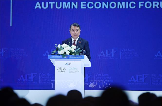 Thủ tướng Lê Minh Hưng phát biểu tại Phiên toàn thể cấp cao Diễn đàn Kinh tế Mùa thu 2026 (AEF 2026). Ảnh: Dương Giang – TTXVN 
