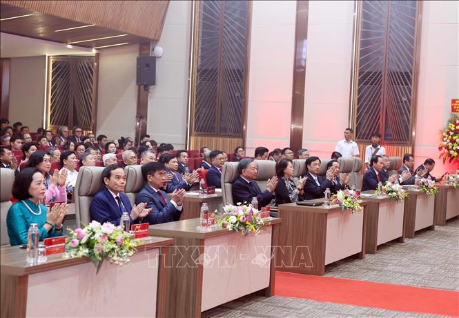 Tổng Bí thư, Chủ tịch nước Tô Lâm và các đại biểu tham dự lễ kỷ niệm. Ảnh: Thống Nhất – TTXVN