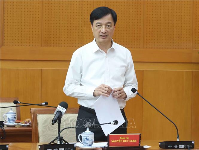 Đồng chí Nguyễn Duy Ngọc, Ủy viên Bộ Chính trị, Bí thư Trung ương Đảng, Trưởng Ban Tổ chức Trung ương phát biểu. Ảnh: Thống Nhất – TTXVN