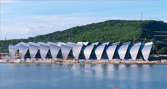 Trung tâm Hội nghị và Triển lãm APEC đang giai đoạn thi công. Ảnh: TTXVN phát