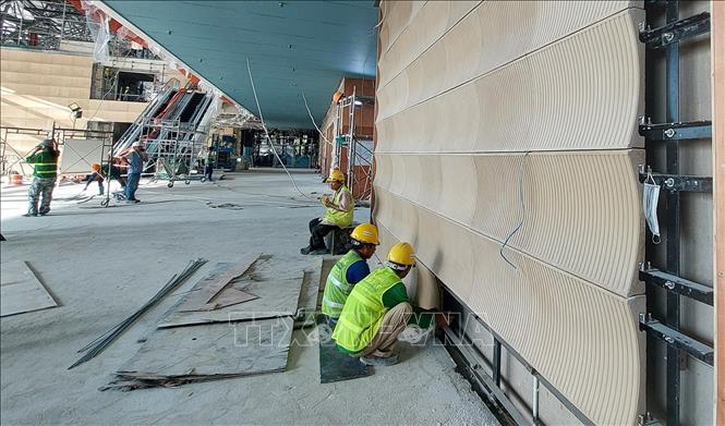 Trung tâm Hội nghị và Triển lãm APEC đang giai đoạn thi công. Ảnh: TTXVN phát