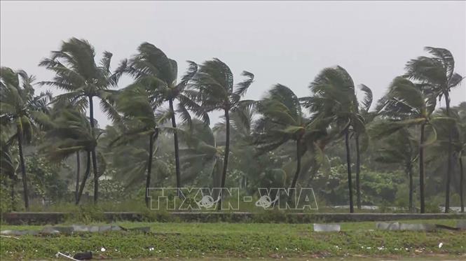 Gió mạnh và mưa lớn do bão Arnab tại Gopalpur, huyện Ganjam, Ấn Độ ngày 28/10/2026. Ảnh: ANI/TTXVN phát